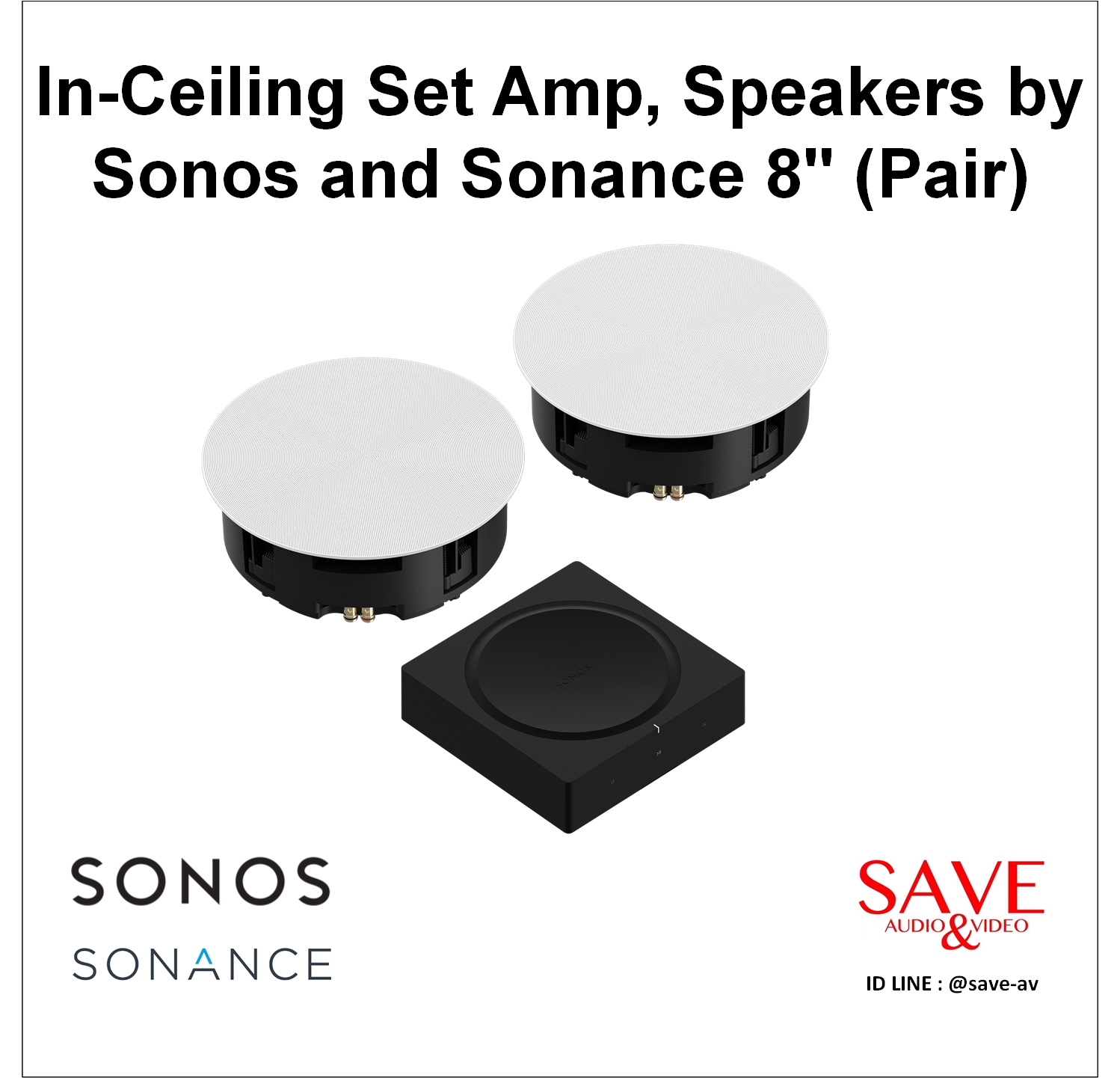 In-Ceiling Set Amp, Speakers by Sonos and Sonance 8 (Pair)
