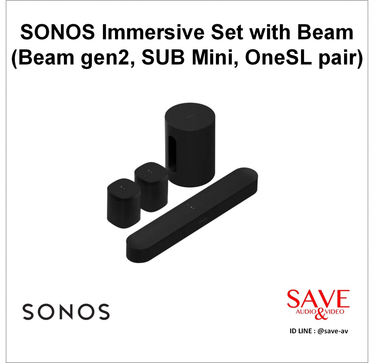 Sonos Thailand SONOS Immersive Set with Beam (Beam gen2, SUB Mini, OneSL pair)