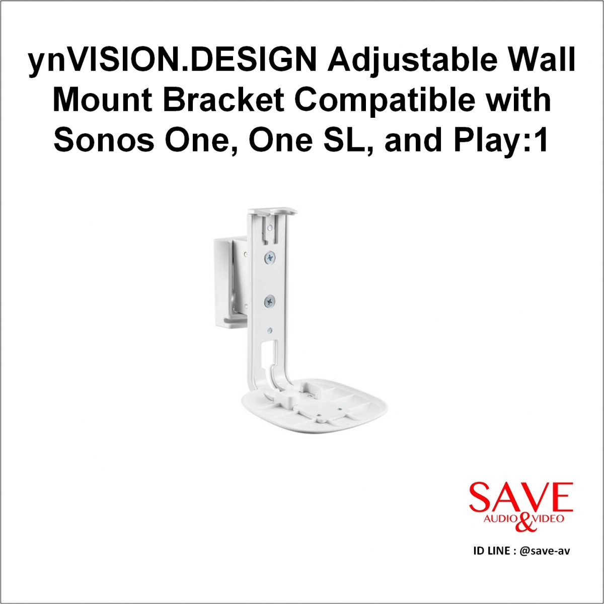 ynVISION.DESIGN Adjustable Wall Mount Bracket Compatible with Sonos One, One SL, and Play1-w